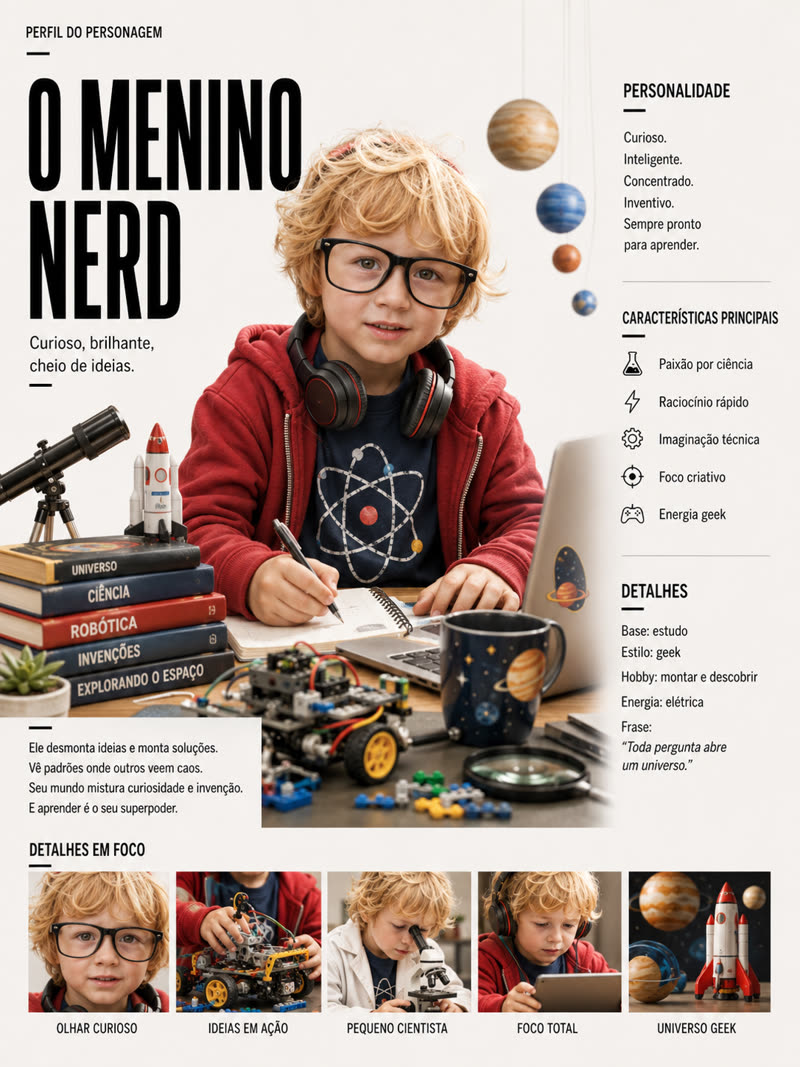 Ficha de referência (model sheet) de um personagem gerada pelo inemaref